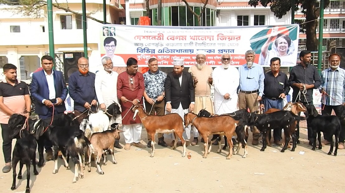 কুমিল্লায় বেগম জিয়ার সুস্থতা কামনায় হাজী ইয়াছিনের উদ্যোগে এতিমখানায় পশু সদকা ও দোয়া